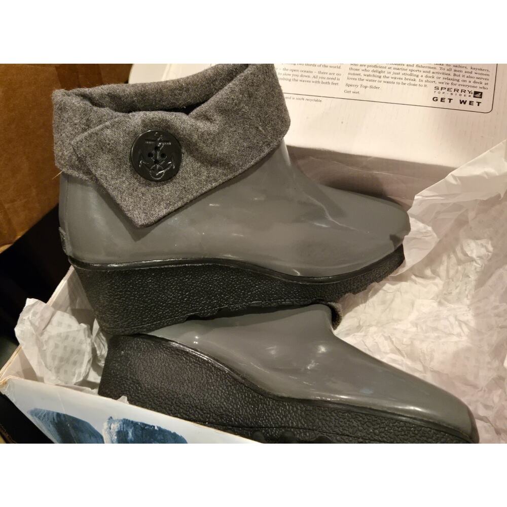 Sperry Top Sider Sadie Low Waterproof Gray Rain Duck Boots Size 8 New in Box NIB - Picture 4 of 10
